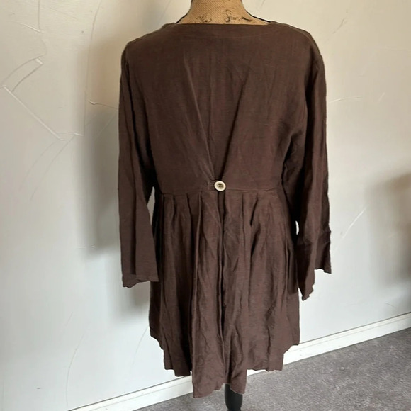 ALY WEAR Linen Brown Choco Washed Babydoll Tunic Dress EUC M - Picture 4 of 5